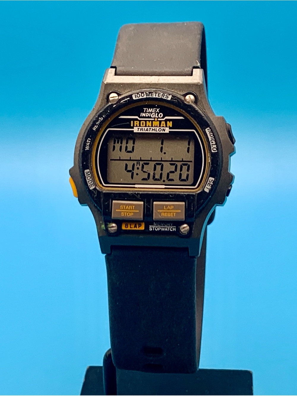 TIMEX IRONMAN TRIATHLON Men’s Vtg 1996 8 Lap Digital Watch Works New Batt/Strap